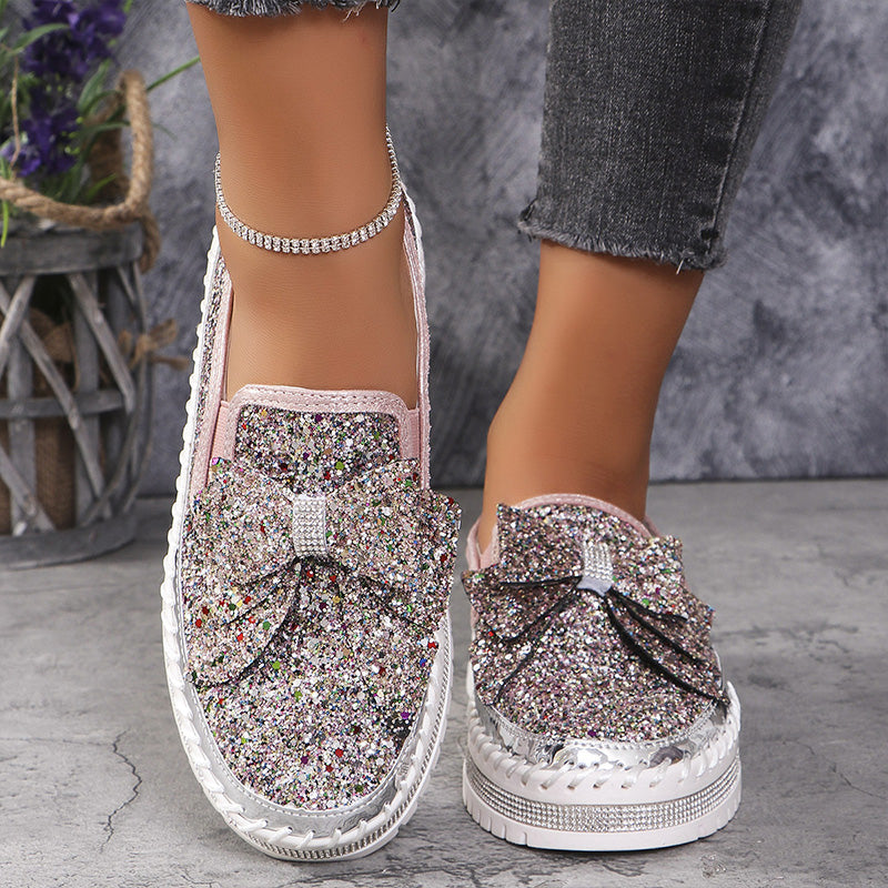 Damen Slipper - Stilvoller Komfort mit Strass & Schleife, Rutschfest