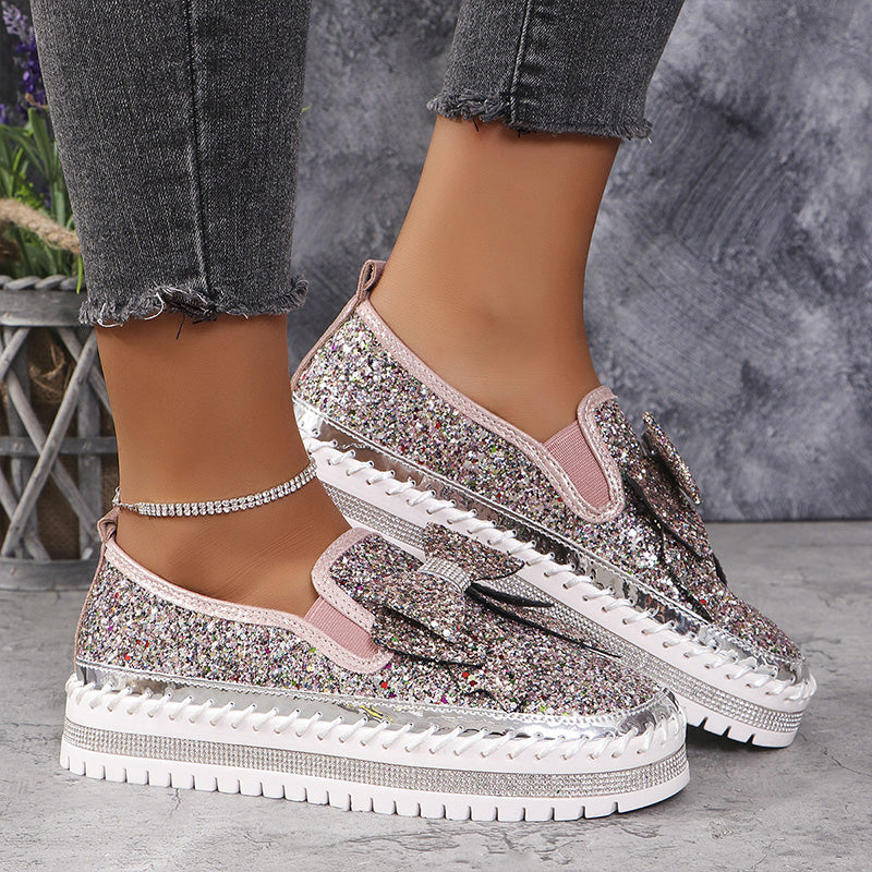 Damen Slipper - Stilvoller Komfort mit Strass & Schleife, Rutschfest