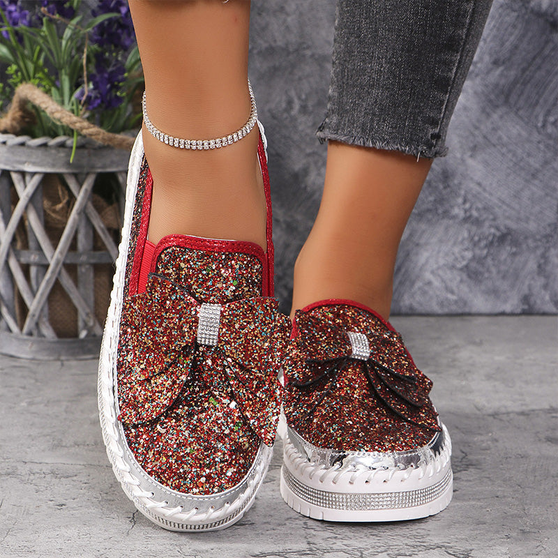 Damen Slipper - Stilvoller Komfort mit Strass & Schleife, Rutschfest