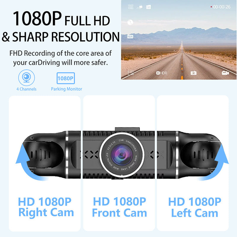 4-Kanal 1080P Auto-Recorder - Klare Videoaufnahmen & Rundumschutz