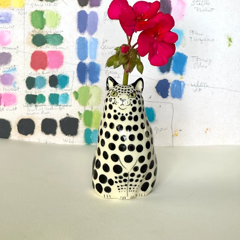 DottyCat™ – Verspielte Katzenvase mit Polka-Dot-Muster | 1+1 GRATIS