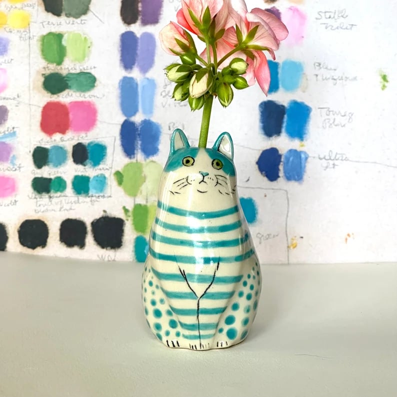 DottyCat™ – Verspielte Katzenvase mit Polka-Dot-Muster | 1+1 GRATIS