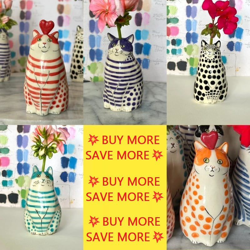 DottyCat™ – Verspielte Katzenvase mit Polka-Dot-Muster | 1+1 GRATIS