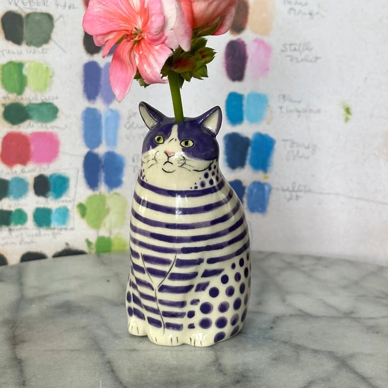 DottyCat™ – Verspielte Katzenvase mit Polka-Dot-Muster | 1+1 GRATIS