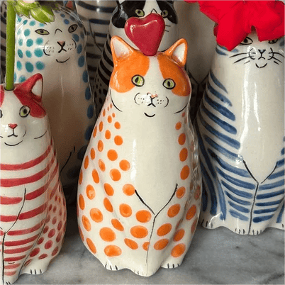 DottyCat™ – Verspielte Katzenvase mit Polka-Dot-Muster | 1+1 GRATIS
