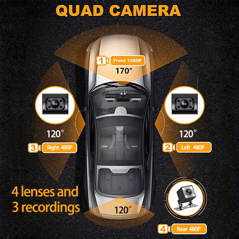 DriveGuard 360™ – 4-Kanal Dashcam mit 1080P & Nachtsicht