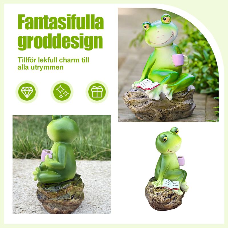 FrogLux® Charmig Läsande Grodstaty | 50% RABATT