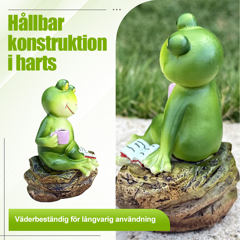FrogLux® Charmig Läsande Grodstaty | 50% RABATT