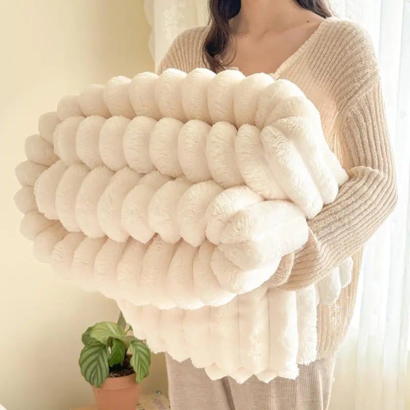 SnuggleHaven – Dicke Plüschdecke mit Kaninchenmotiv