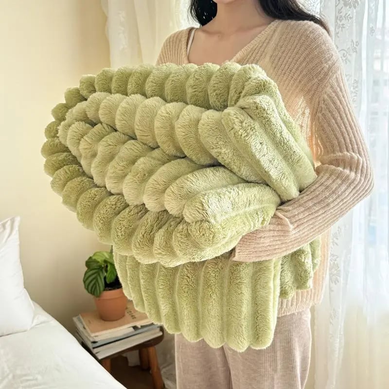 SnuggleHaven – Dicke Plüschdecke mit Kaninchenmotiv