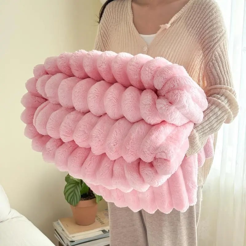SnuggleHaven – Dicke Plüschdecke mit Kaninchenmotiv