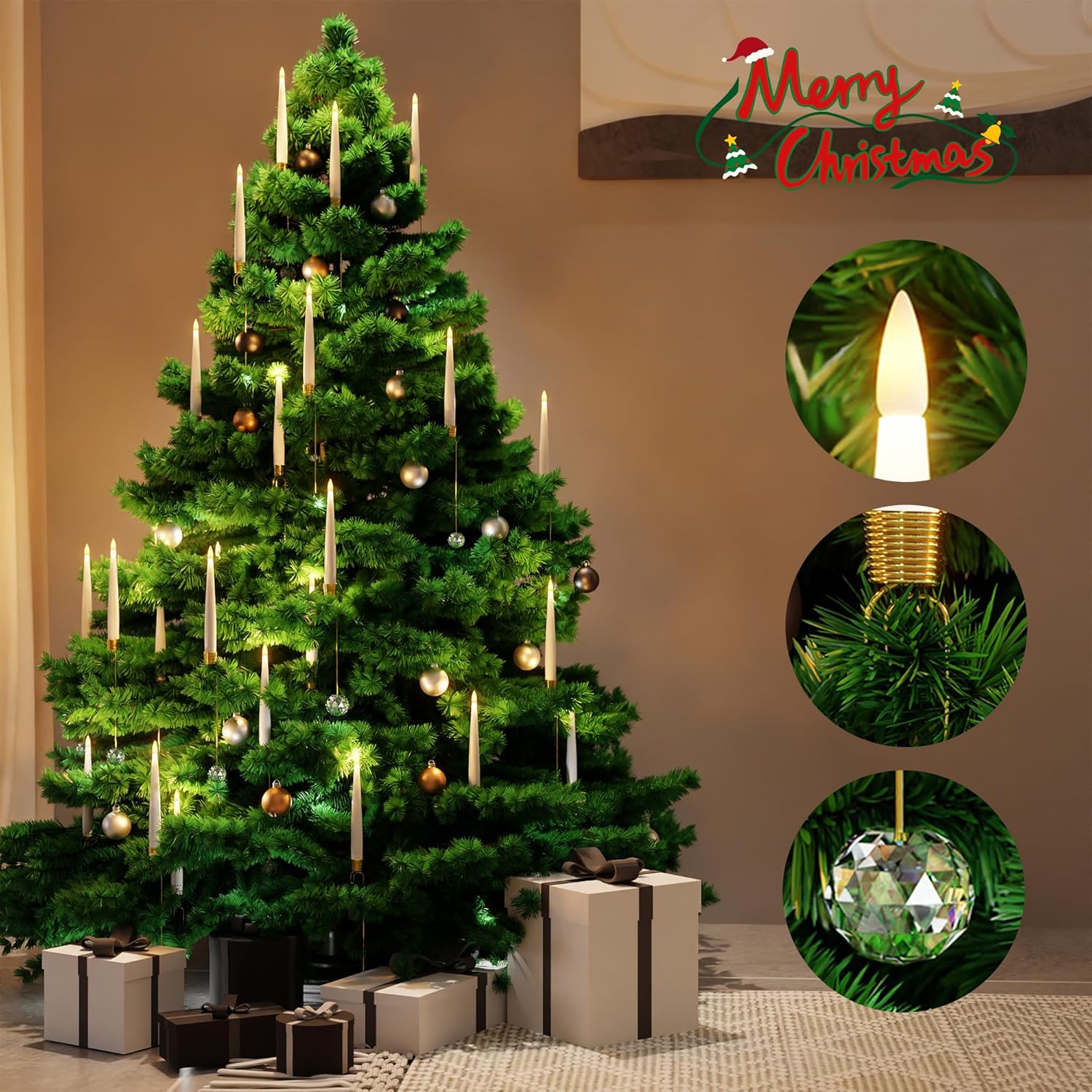 X-MasGlow – LED-Weihnachtsbaumkerzen mit Kristallhaken