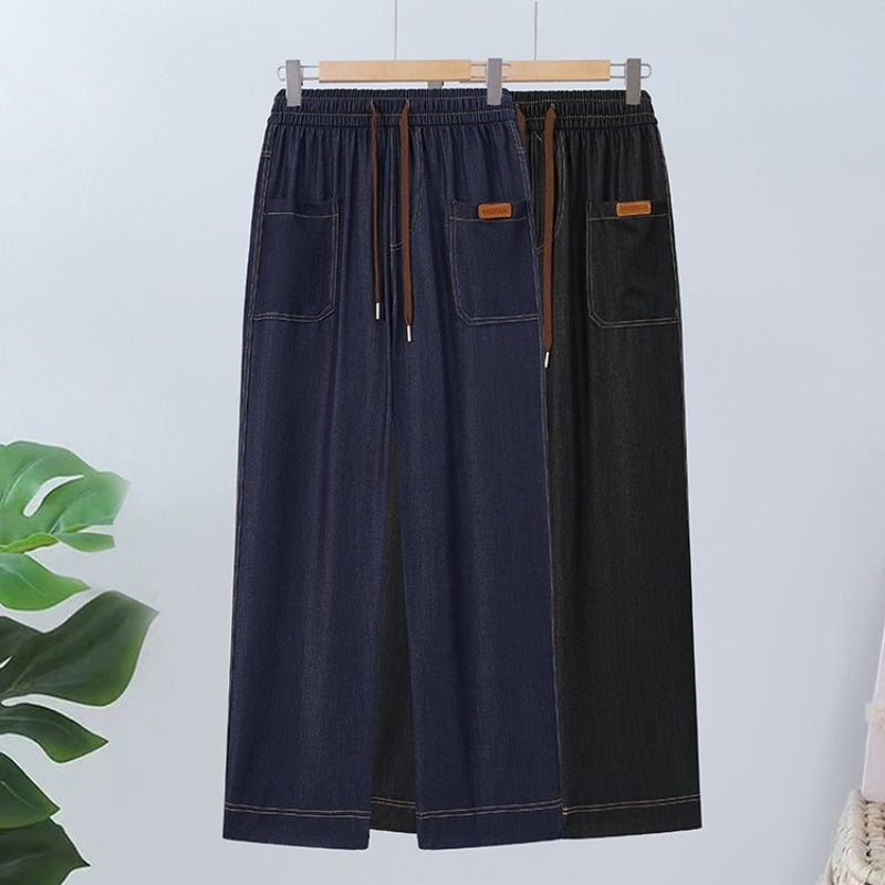 HighRise – Hohe Taille Straight-Leg Hose mit Kordelzug