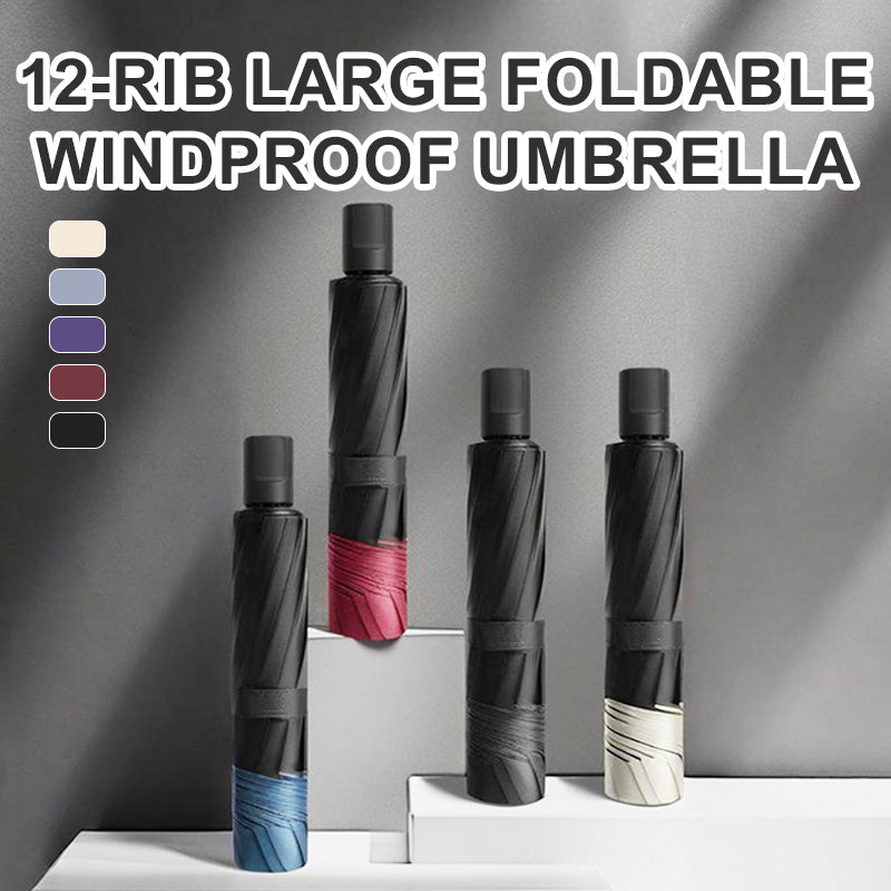StormShield – 12-Rippen Faltbarer Winddichter Regenschirm