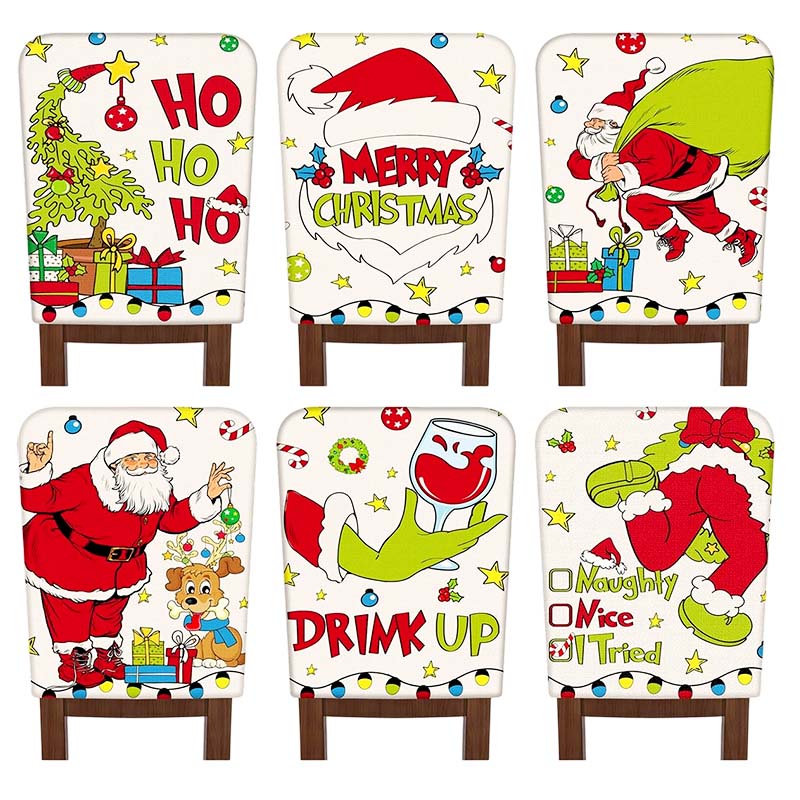 FestivaHome – 6er-Set Weihnachtsstuhlüberzüge