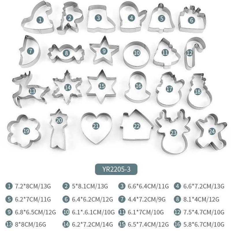 BakeJoy – 24-teiliges Edelstahl-Set Weihnachts-Ausstechformen
