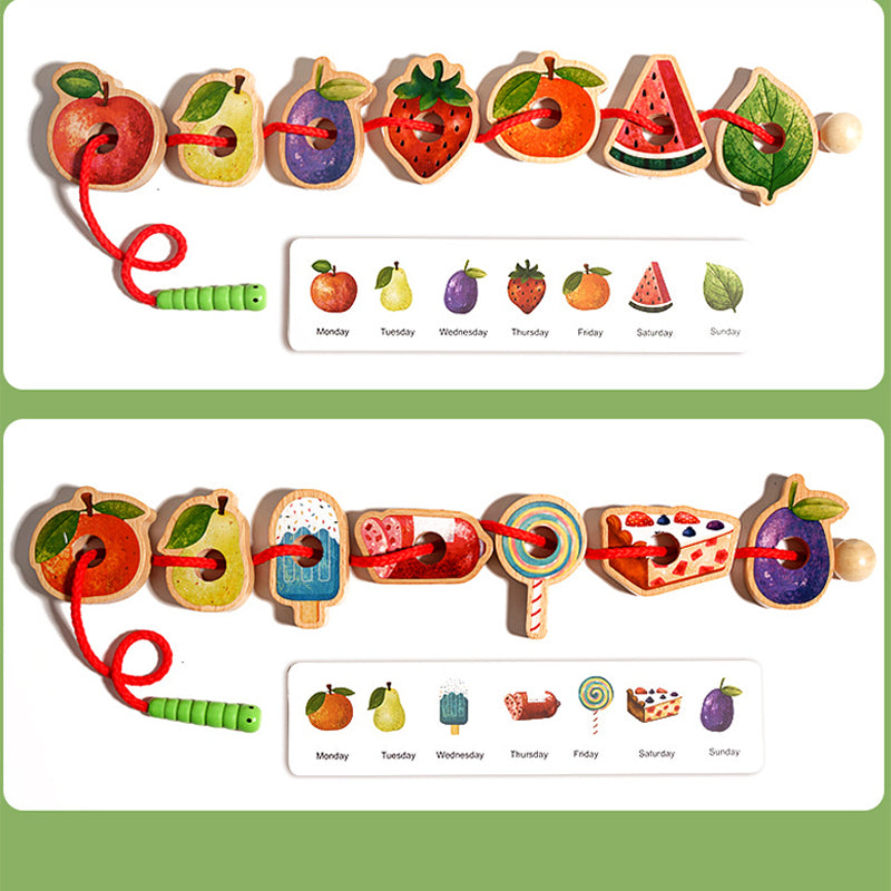 MiniMondo – Holz Fädelspiel mit hungriger Raupe | 50% RABATT