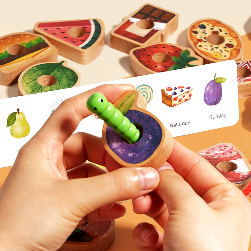 MiniMondo – Holz Fädelspiel mit hungriger Raupe | 50% RABATT